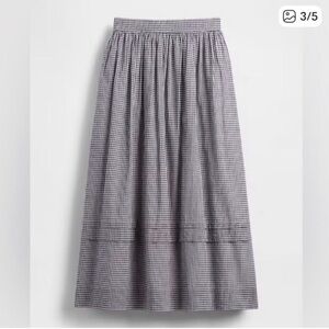 GAP x Doen Navy and White Gingham Maxi Skirt